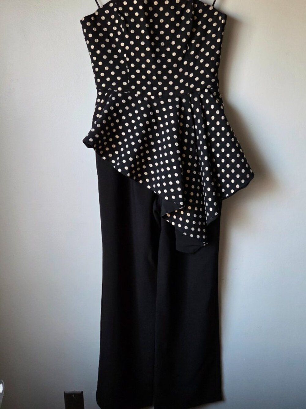 NWT BLACK HALO EVE FORMAL / COCKTAIL POLKA DOT TUBE JUMPSUIT SIZE 8 / SMALL